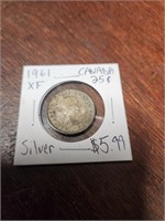 1961 XF canadian 25 cents, silver