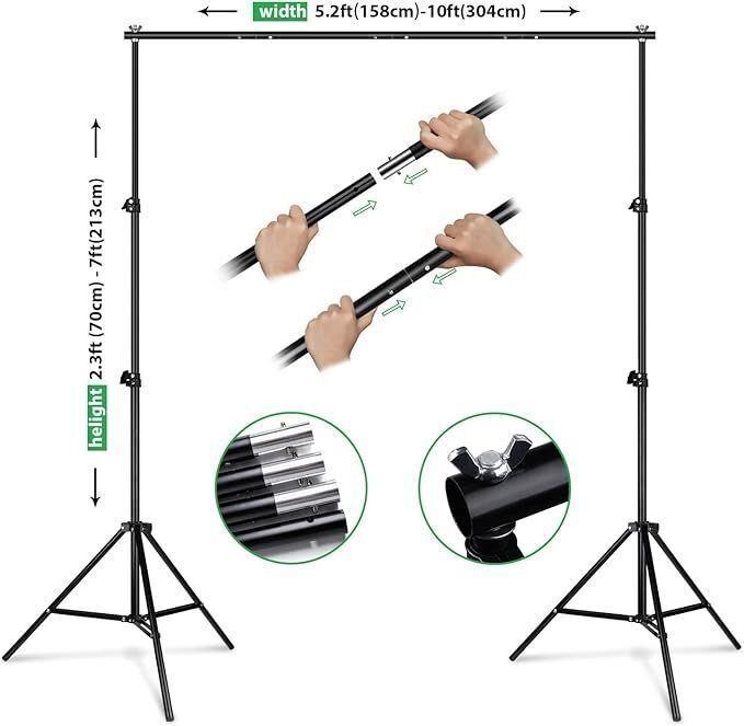 HPUSN Backdrop Stand - 10ft x 7ft Adjustable Photo