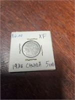 XF 1936 canadian 5 cents