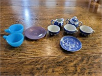Miniature Blue Willow Tea Set & Other Minis