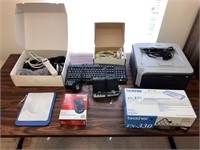 Brother Printer/Dell Keyboard/Power Cords/More