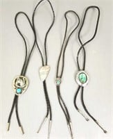 4 bolo ties set with turquoise, coral, etc. ( 1