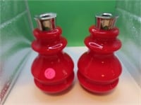 Pair of Red Candle Holders 6&5/8"