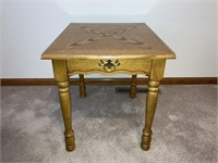 Small Wood Nightstand w/Inlay Top