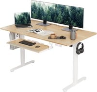 Electric Desk  Solid Wood 5524in  White/Natural