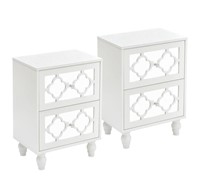 CatheLi Nightstand with 2 Drawers White 2pack