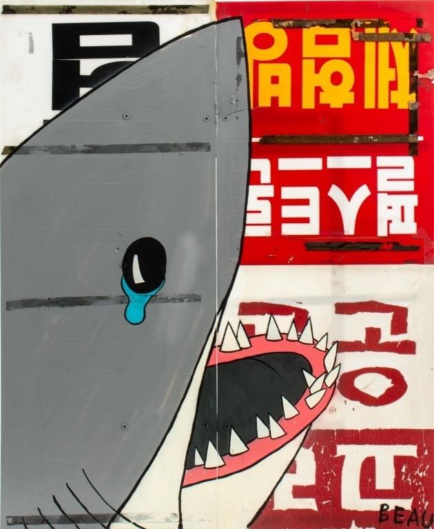 Beau Bradbury "Shark Eats Sign" Acrylic on Plastic