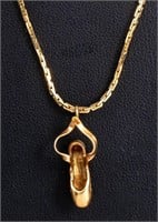 14K Yellow Gold Slipper Pendant Necklace
