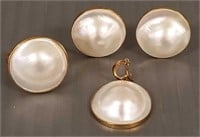 14K gold ring, earrings & pendant set with mabe