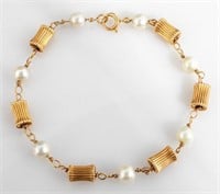 14K Yellow Gold Pearl Bracelet