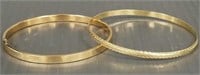 2 - 14K gold bangle bracelets - 14.1 grams total