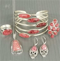 5 pieces of sterling modern style jewelry set with