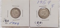 OF) Canada Silver dimes 1949 & 1959