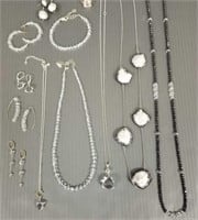Group of sterling & clear quartz jewelry