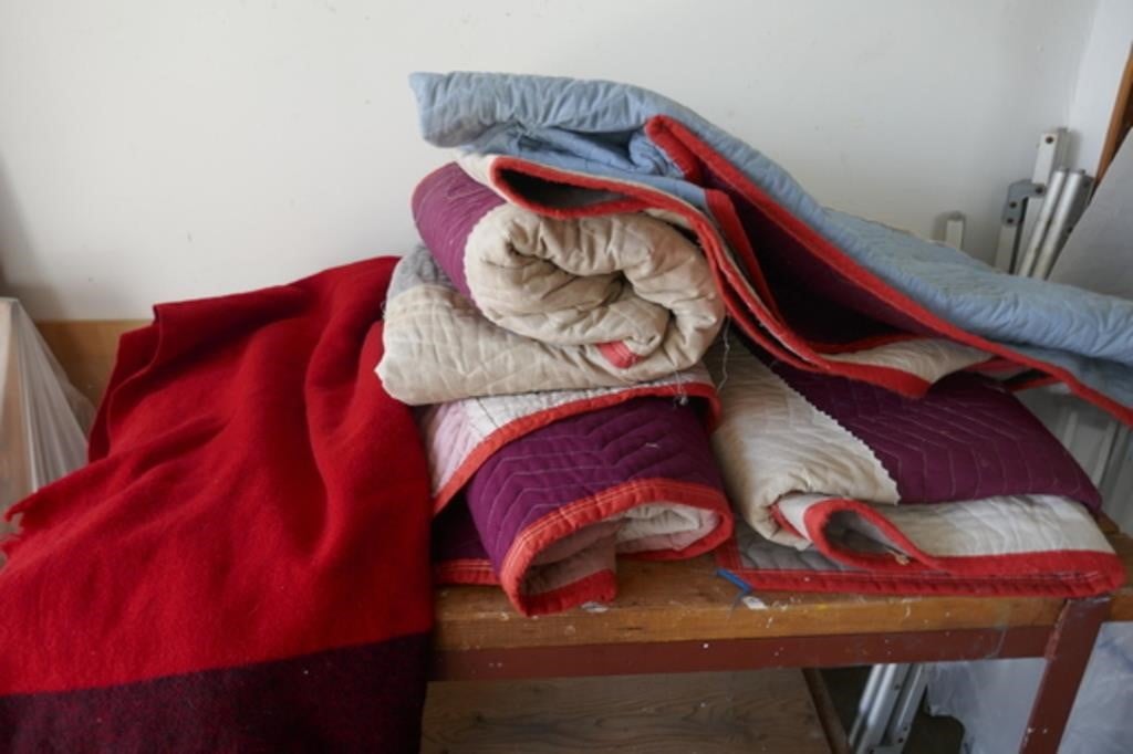 Wool Blanket & 4 Moving Blankets