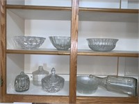 Clear Glass Serving Bowls, Decanter, & More