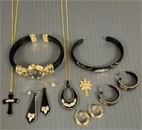 Group of Black Hills gold trimmed jewelry