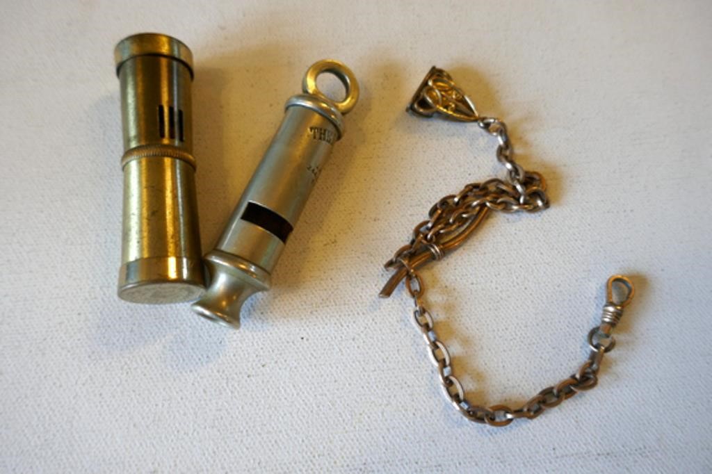 Antque Crown Grace Lighter & Police Whistle