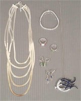 Group of sterling jewelry including some set w/