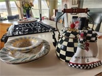 MacKenzie Childs. Teapot and unglazed dishes