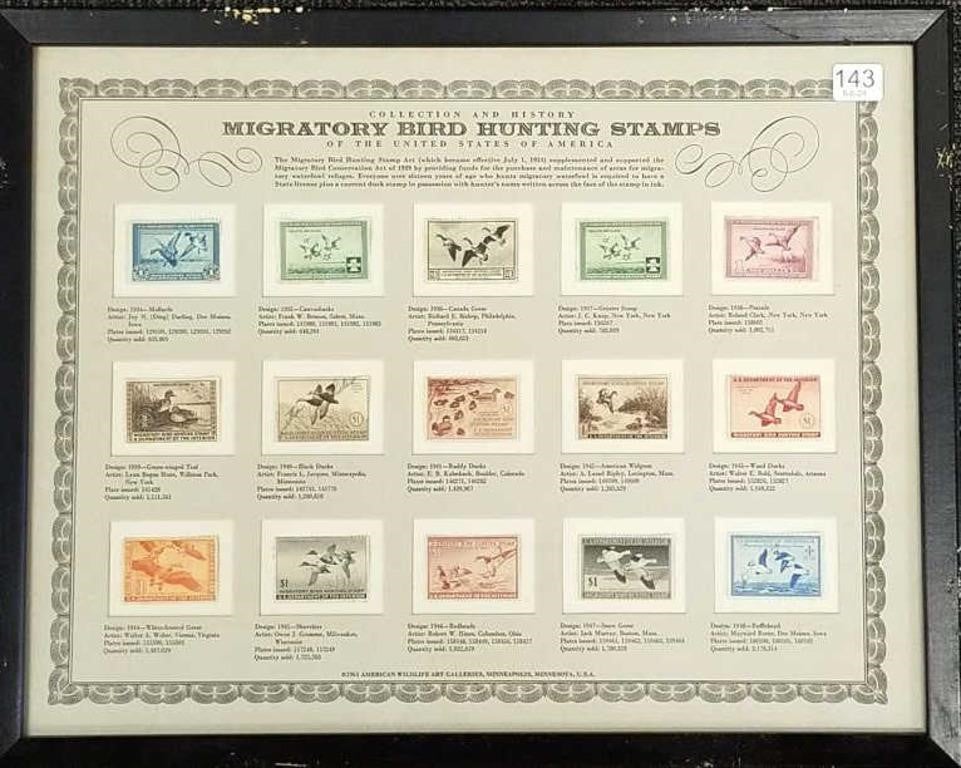 15 U.S. migratory bird hunting stamps - 1934-1948