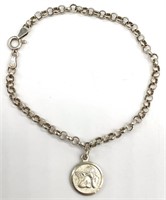 Sterling Silver Italy Cherub Charm Bracelet