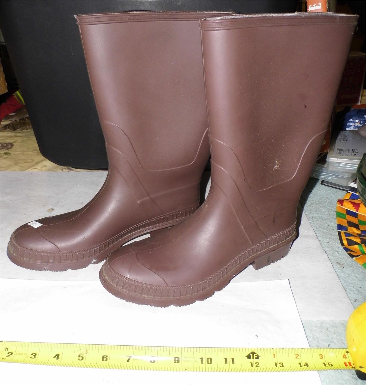 Brown Rubber Boots Size 10