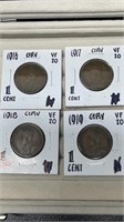 1916,1917,1918 & 1919 Canadian Graded 1 Cent Coins