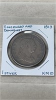 1813 Essquebo And Demarary 1 Stiver Coin
