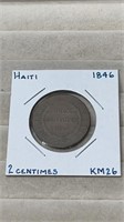 1846 Haiti 2 Centimes Coin