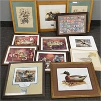 Group of framed wildlife, etc. prints - 3 with