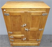 Antique oak icebox - 3 door - 32" wide x 44" tall