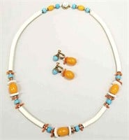 Miriam Haskell signed necklace & earrings:
