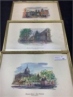 3 Vintage framed prints Wladimir Schepansky