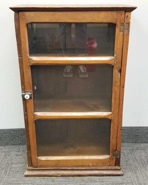 Small pine cabinet with glass door - 19 1/2" wide