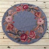 Round Floral Hand Hooked Rug