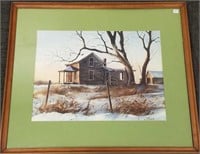 J. Killen signed original watercolor "Rustic Farm