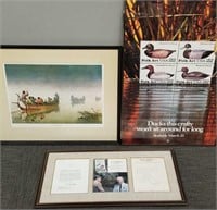3 framed prints including decoy poster, President