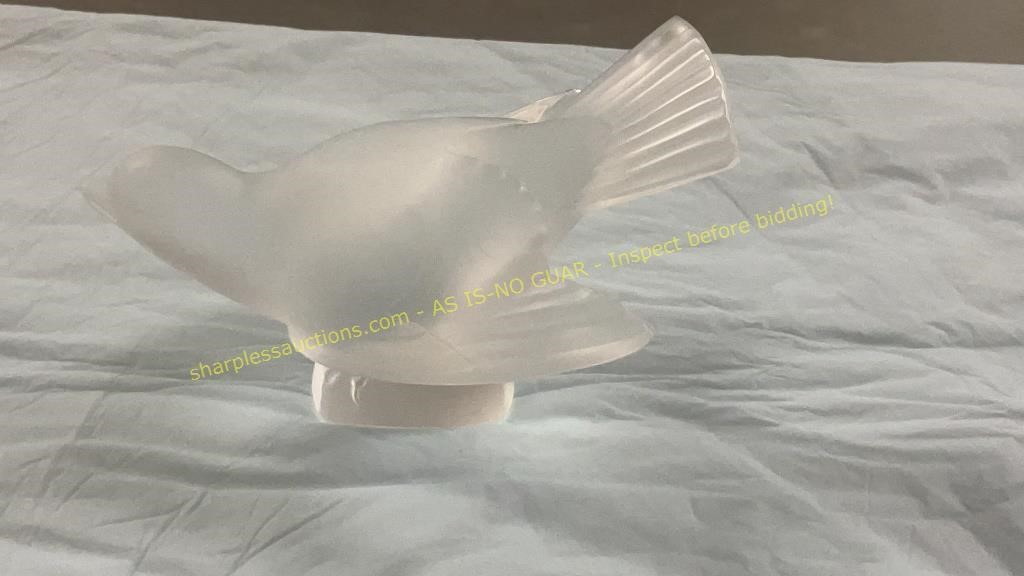 Signed Frosted Lalique Crystal Bird Paperweight