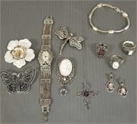 Group sterling silver & marcasite jewelry incl.