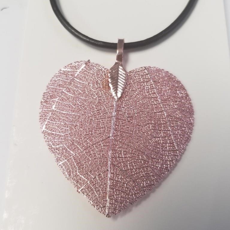 $50 Natural Leaf With Leather Cord Necklace