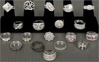 23 sterling silver rings set with CZ's- sz. 7-8