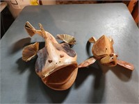Art. Vintage Wood Fish and Turtle. From dubrovnik