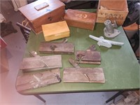 All on table- molding planes wood boxes boating