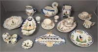 Group of French Quimper pottery including utensil