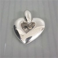 14K white gold puffed heart pendants - 5.5 grams