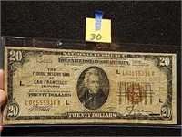 1929 US $20 National Currency