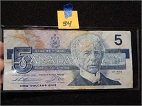 1986 Canadian $5 Note