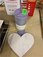Simple modern travel mug/heart shaped trivet