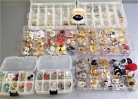 Large group of fashion earrings, etc in trays